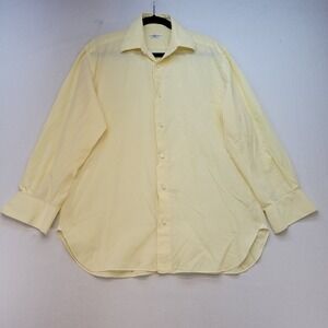 Luigi‎ Borrelli Dress Shirt Mens 15.5/39 Yellow Solid Cotton Hand Finished Italy